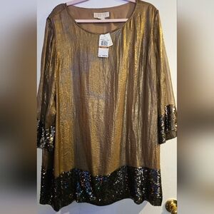 Michael Kors Brass Metallic Top